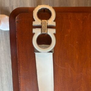 Salvatore Ferragamo Silver and Cream Belt